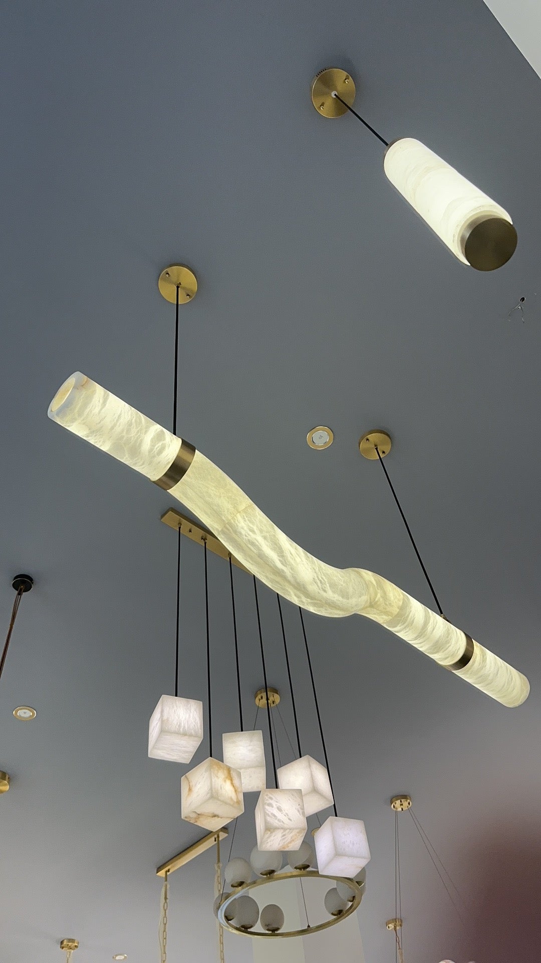 Alabaster Curved Chandelier Herman Lighting