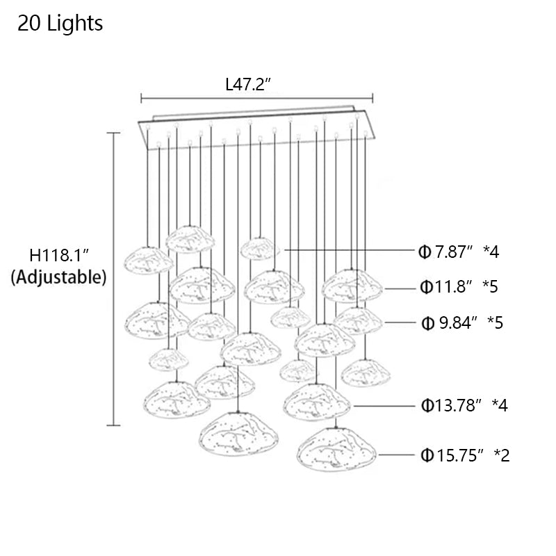 Extra Large Nordic Minimalist Glass Cloud Decorative Chandelier for Stairs/Living Room/High-ceiling Room