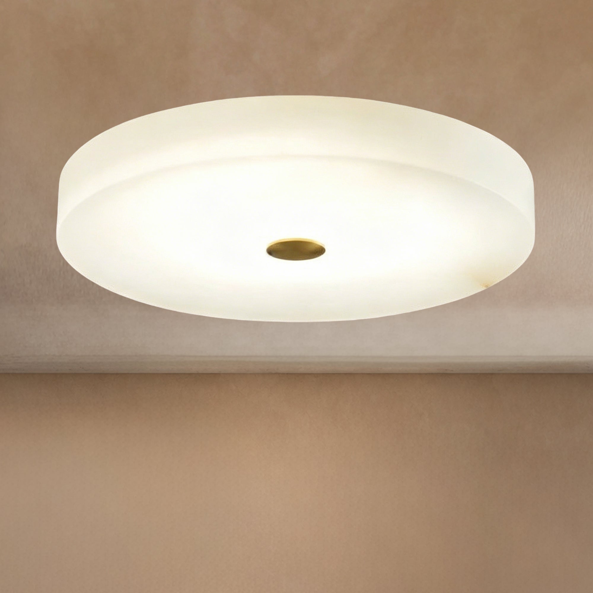 Modern Round Alabaster Flush Mounted Chandelier