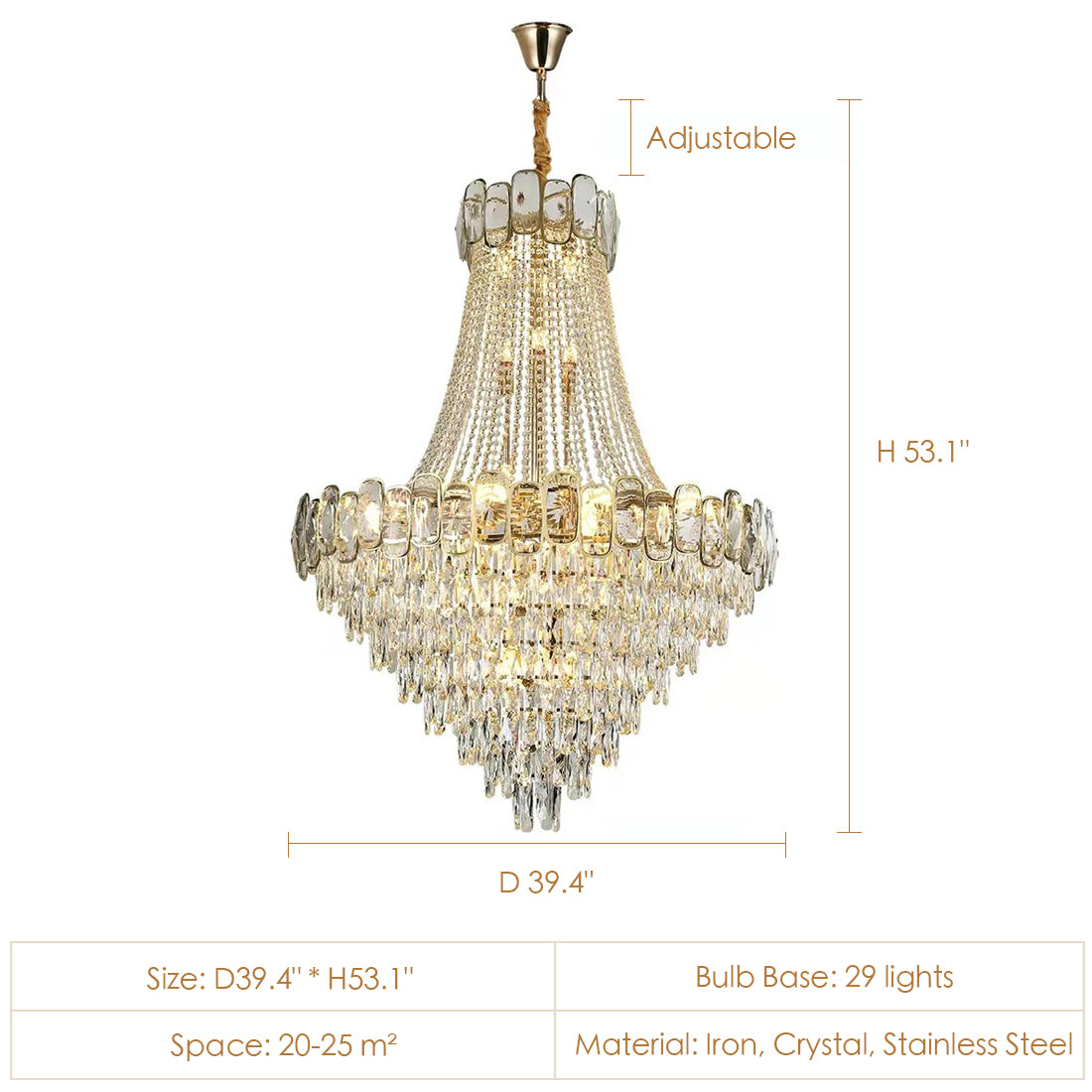 Luster Gaze Grand Lumina K9 Crystal Round Chandelier - Background Shot
