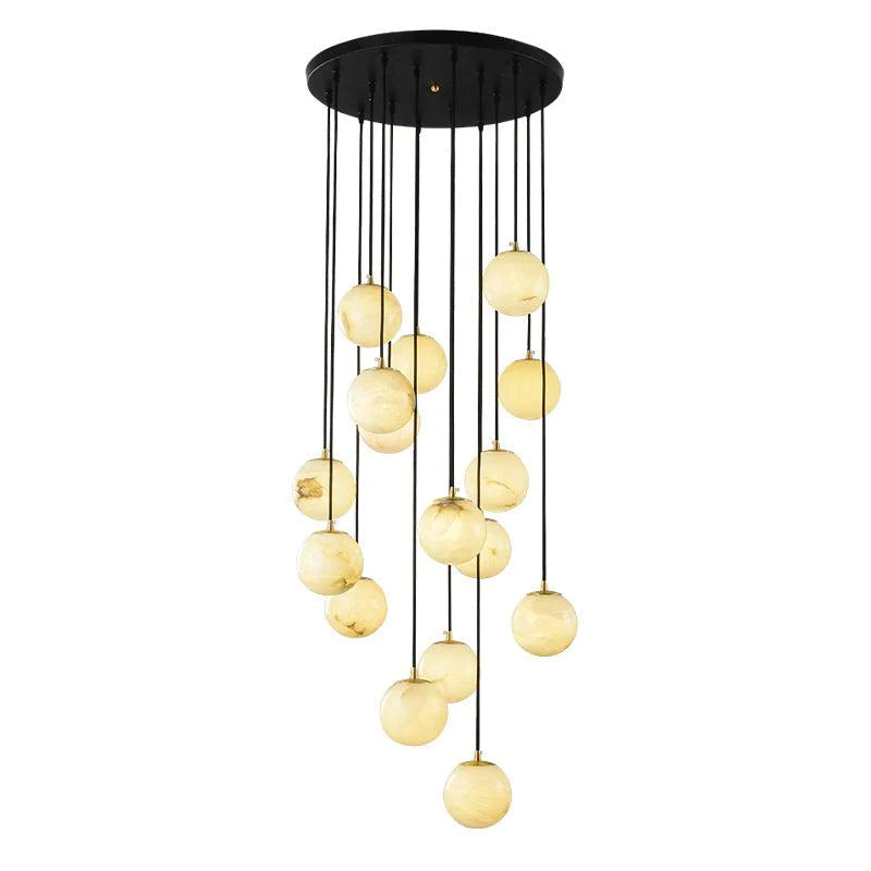 Álvaro Alabaster Global Pendant Chandelier For Staircase, Spiral Global Pendant chandelier Luster Gaze 16 LIGHTS-19.7" D