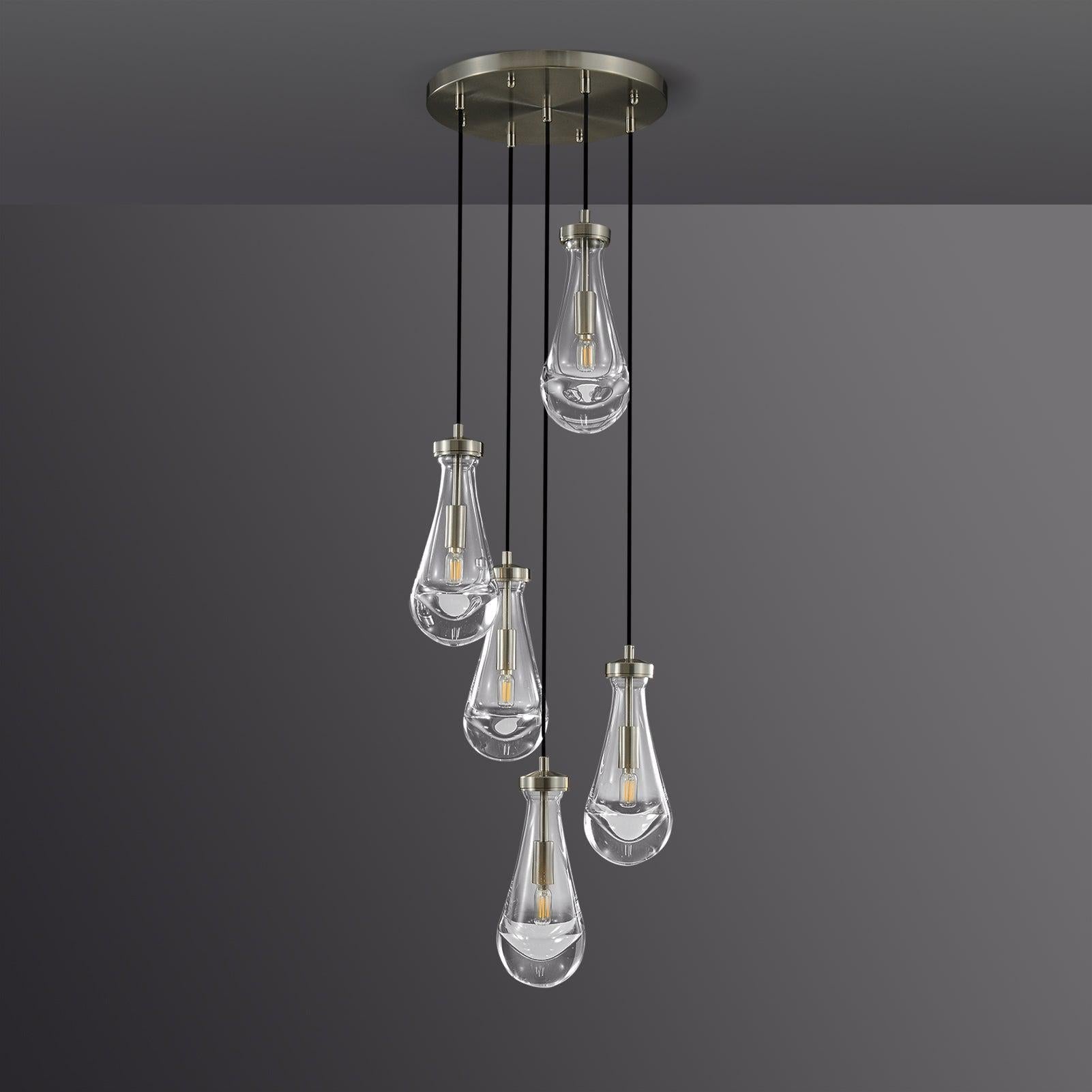 Raindrop Round Bedroom Chandelier 5 Lights 14"D