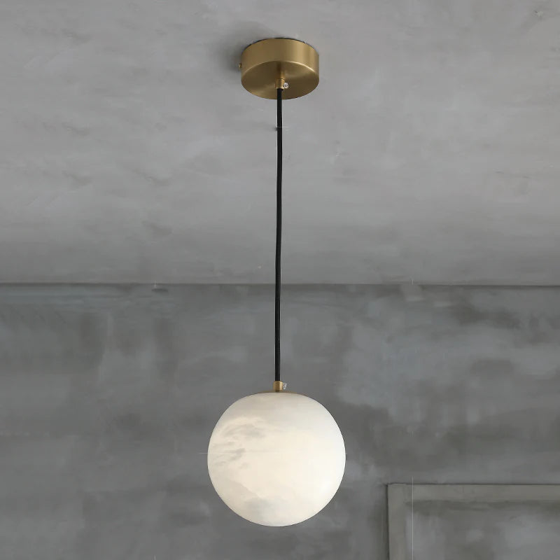 Kevin Hansa Alabaster Ball Pendant Light, Island Mini Pendant Light Luster Gaze