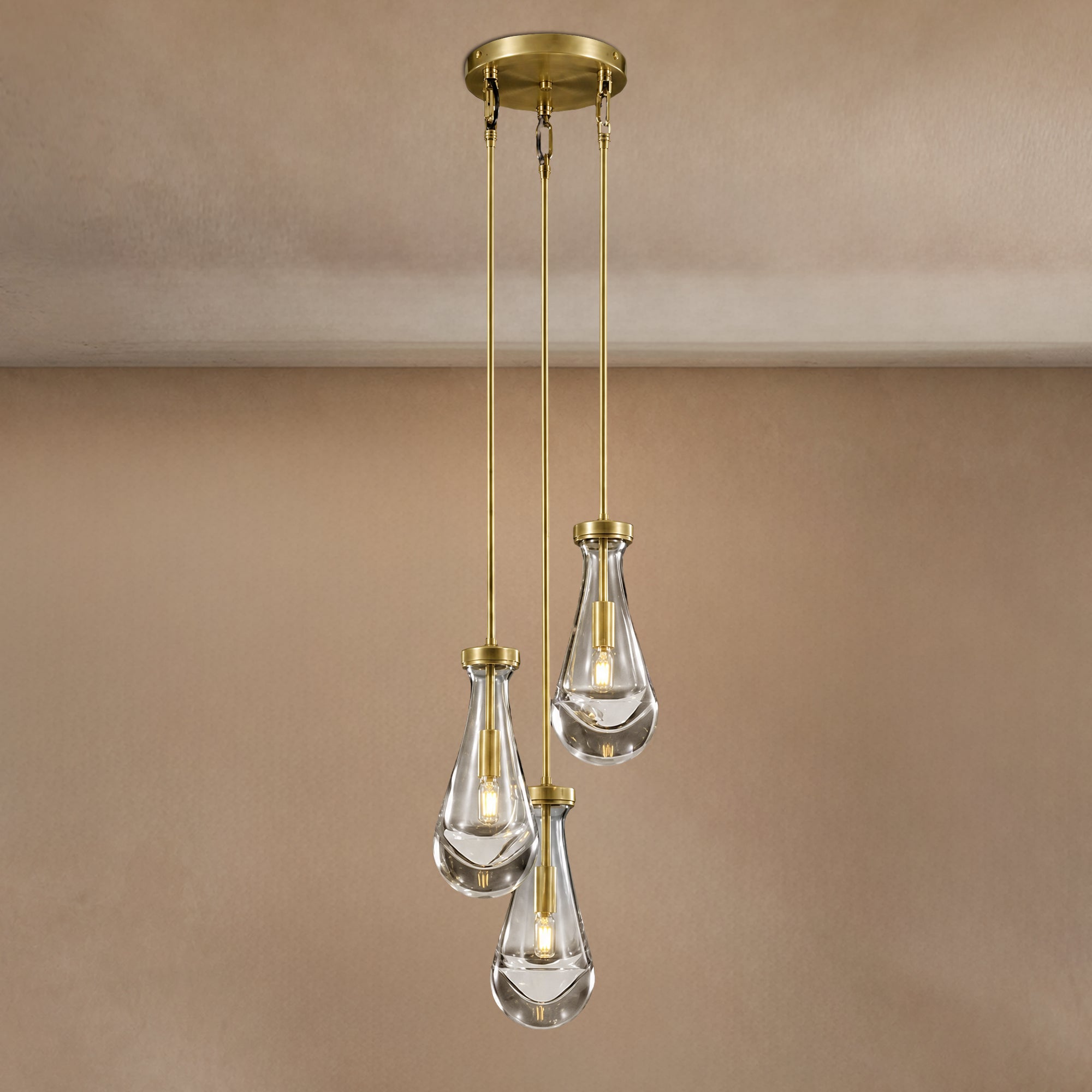 Soltaire Raindrop Round Chandelier 3-Light 8"