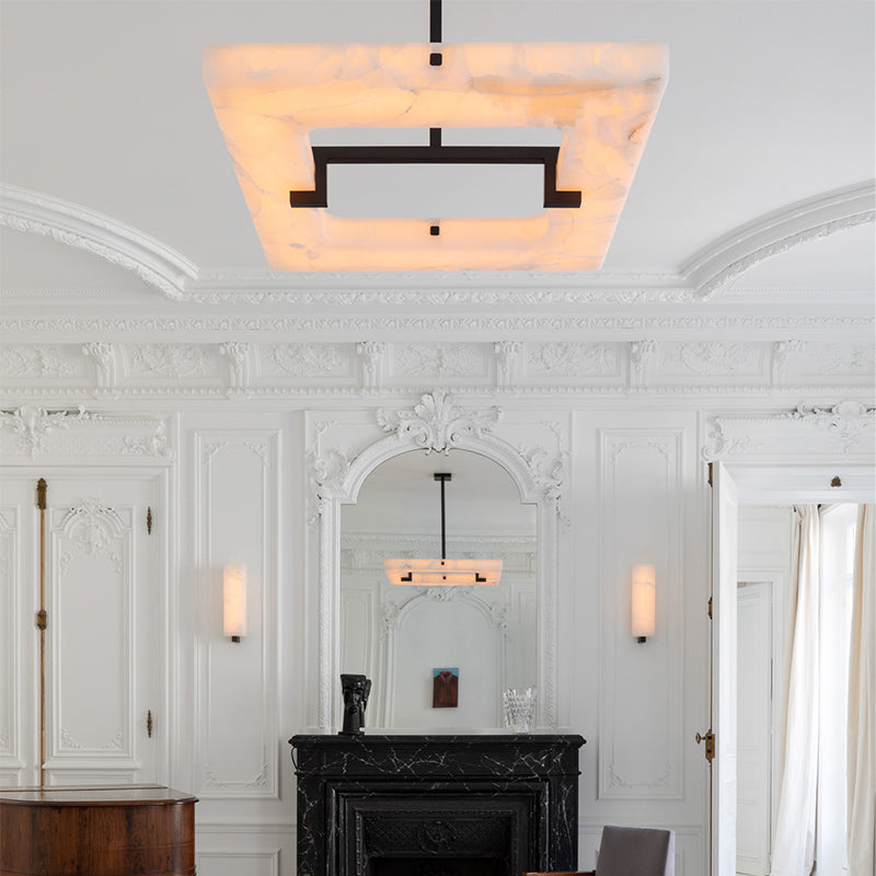 Maxine Modern Square Alabaster Living Room Chandelier Chandelier Luster Gaze