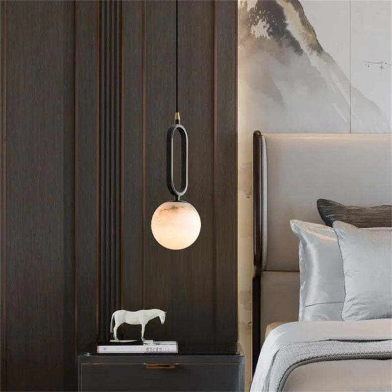 Alita Modern Alabaster Sphere Pendant Light For Bedroom Pendant Light Luster Gaze