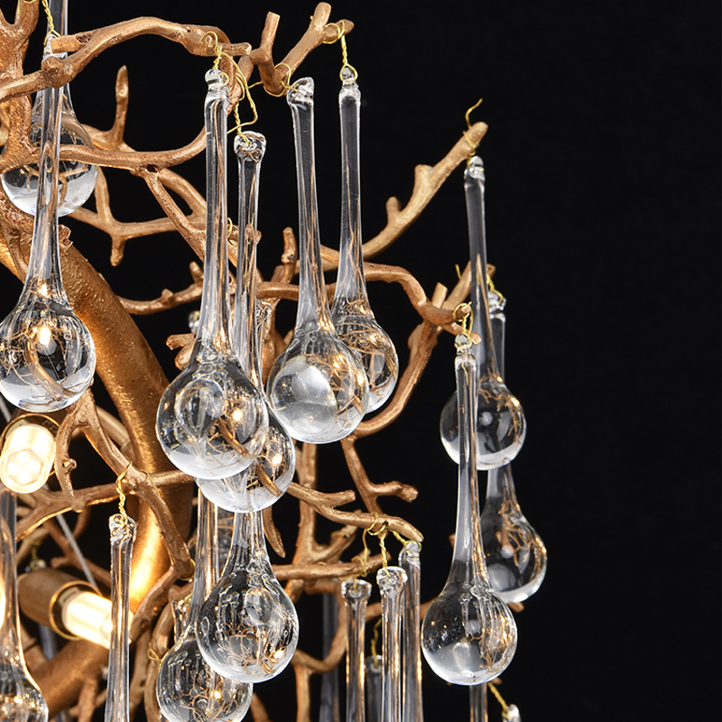 Luster Gaze Dewdrop Bloom Brass Branch Chandelier - Background Shot