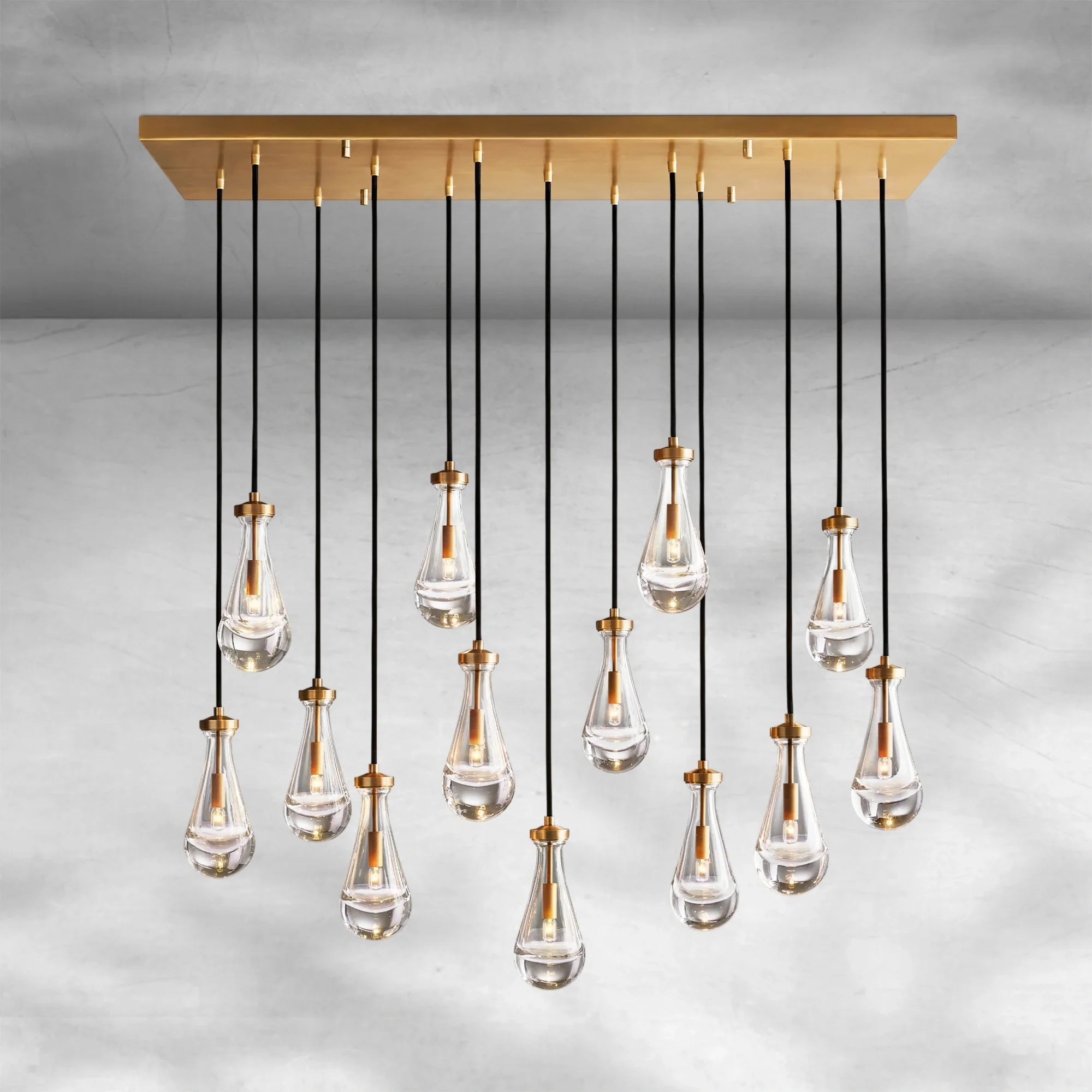 Soltaire Raindrop Glass Linear Chandelier 54"