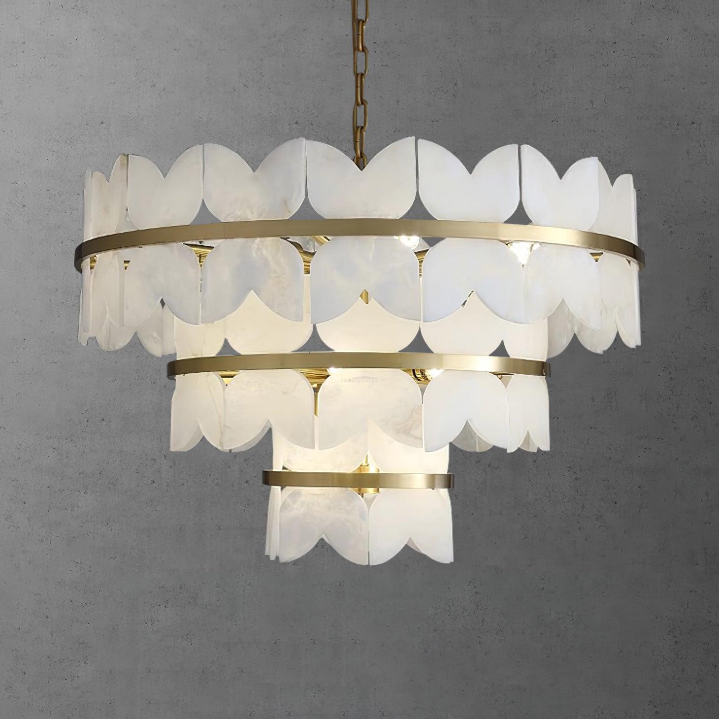Alabaster Cloudscape Chandelier with 1/2 layer