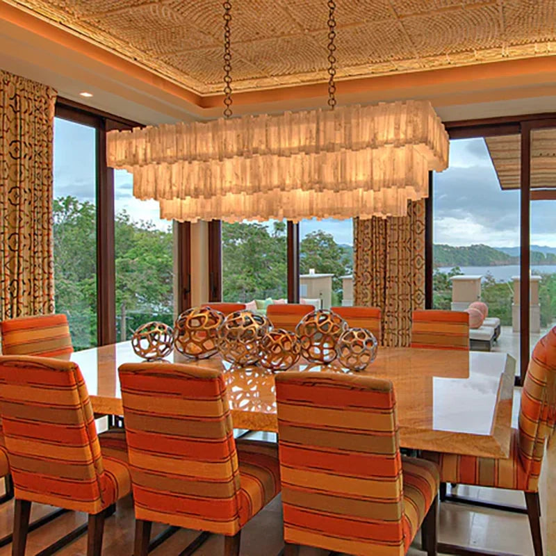 Selonite Rectangular Multi-Tier Chandelier