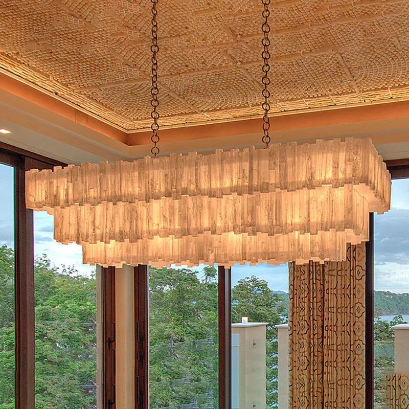 Selonite Rectangular Multi-Tier Chandelier