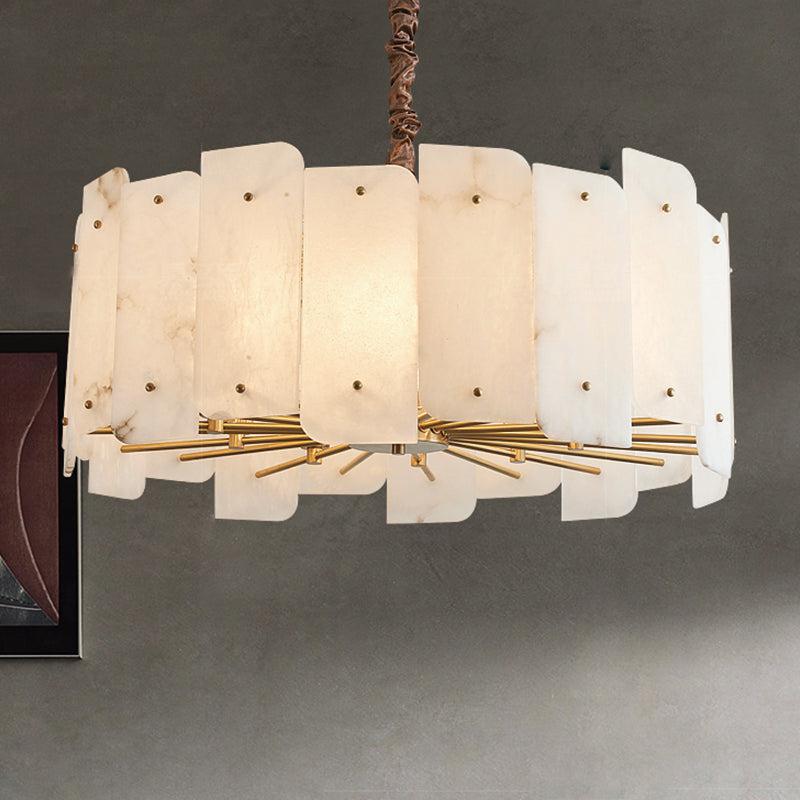 Alabaster Lorry Round Chandelier 20" 31" - Luster Gaze