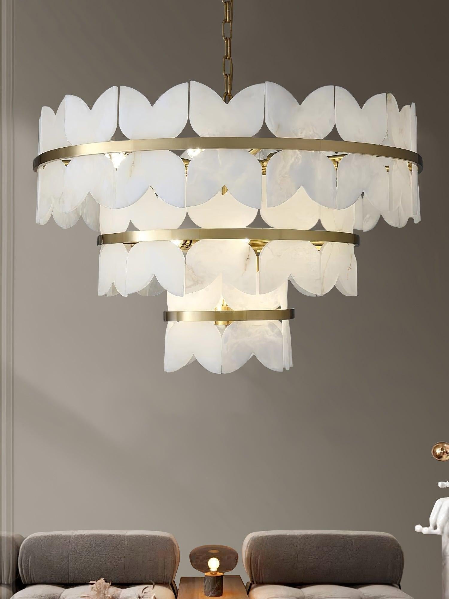 Alabaster Cloudscape Chandelier with 1/2 layer