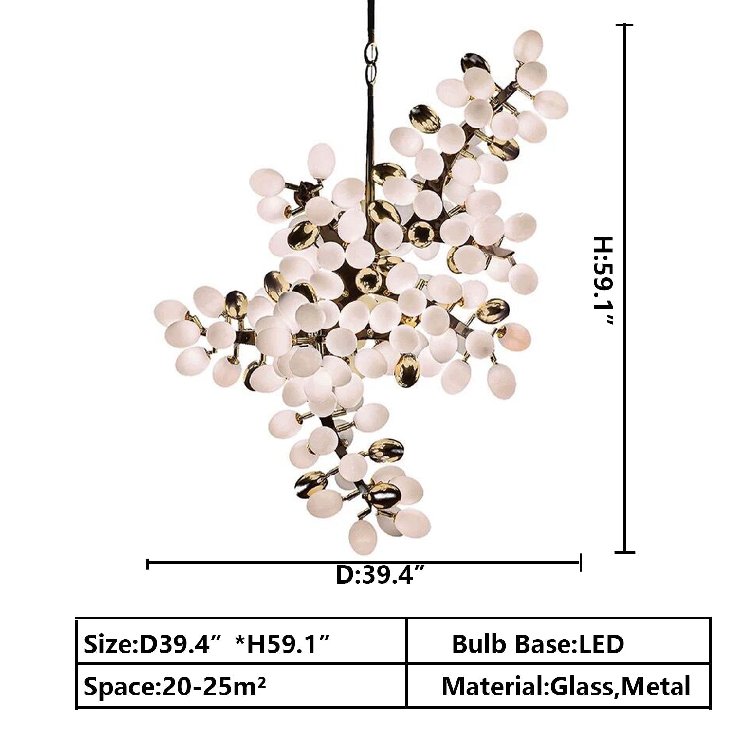 Light Luxury Nordic Creative Art Designer Pure White Grape Chandelier for Living/Dining Room Chandeliers Luster Gaze