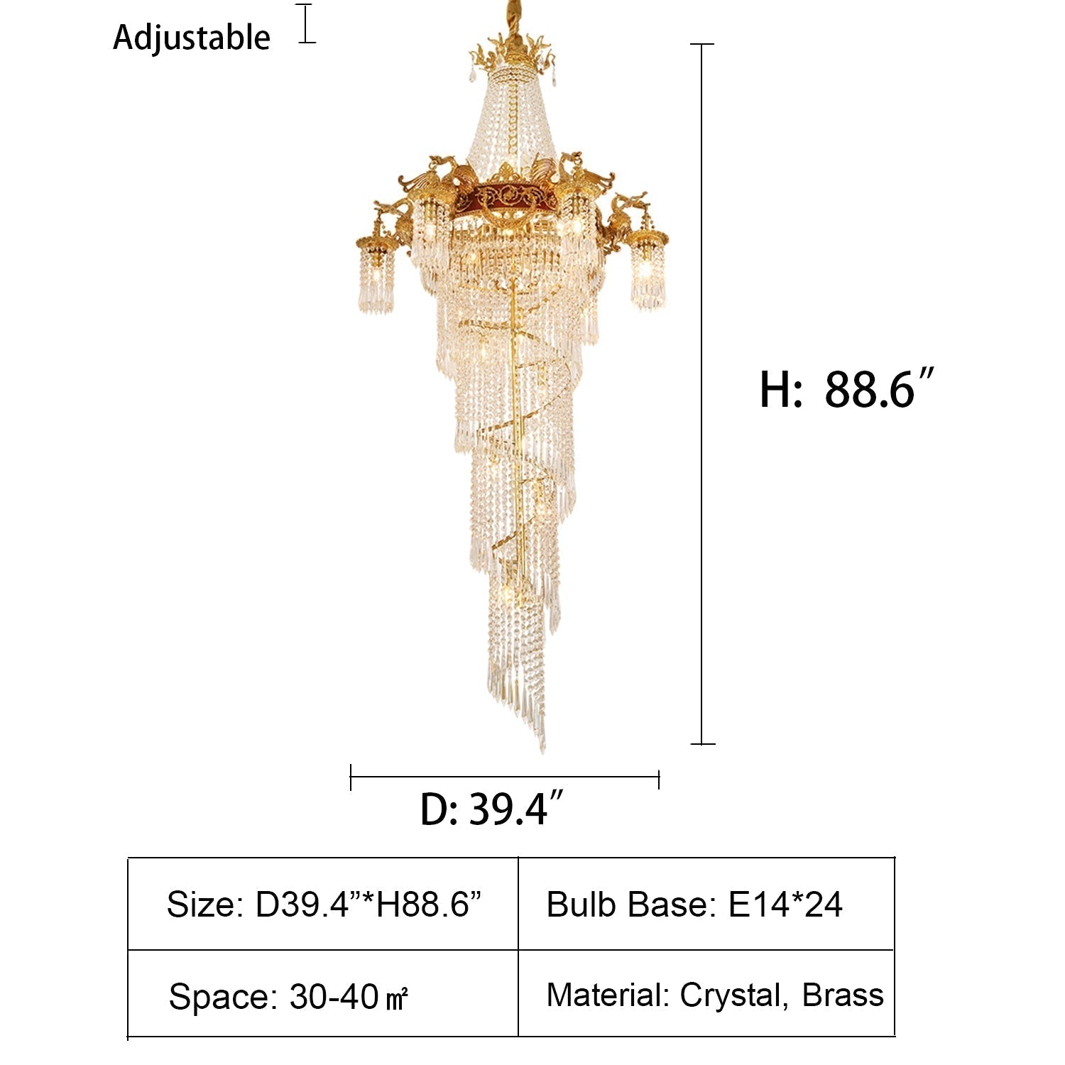 Luster Gaze Grand Lumina Brass Crystal Chandelier - Background Shot