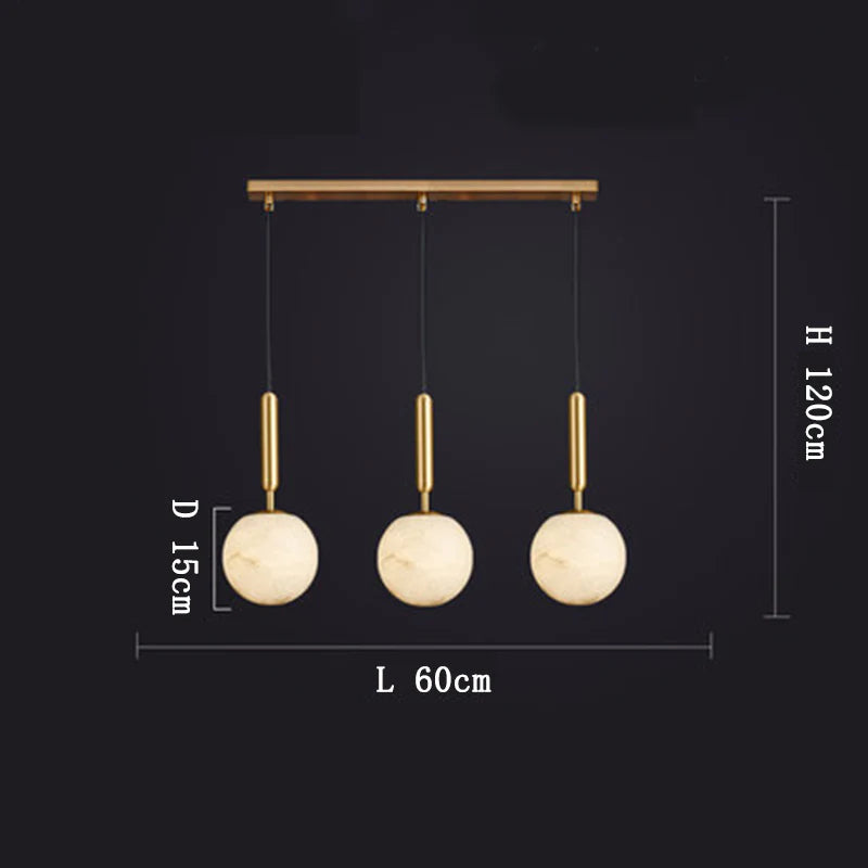 Carmen Modern Alabaster Kitchen Island Pendant, Real Alabaster Pendant Lamp For Bedroom Chandelier Luster Gaze Three Balls