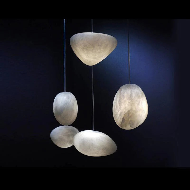 Janice Alabaster Natural Stone Pendant, Creative Pendant Light Pendant Light Luster Gaze 9.8" D