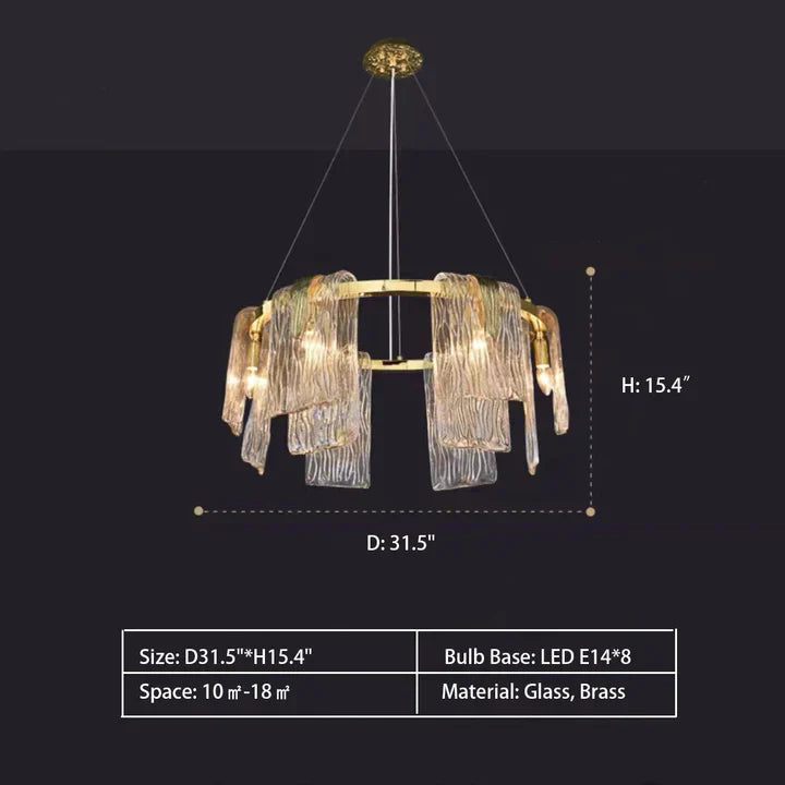 Light Luxury Irregular Glass Slice Chandelier Suit in Brass Finish for Living Room/ Ding Room/ Bedroom