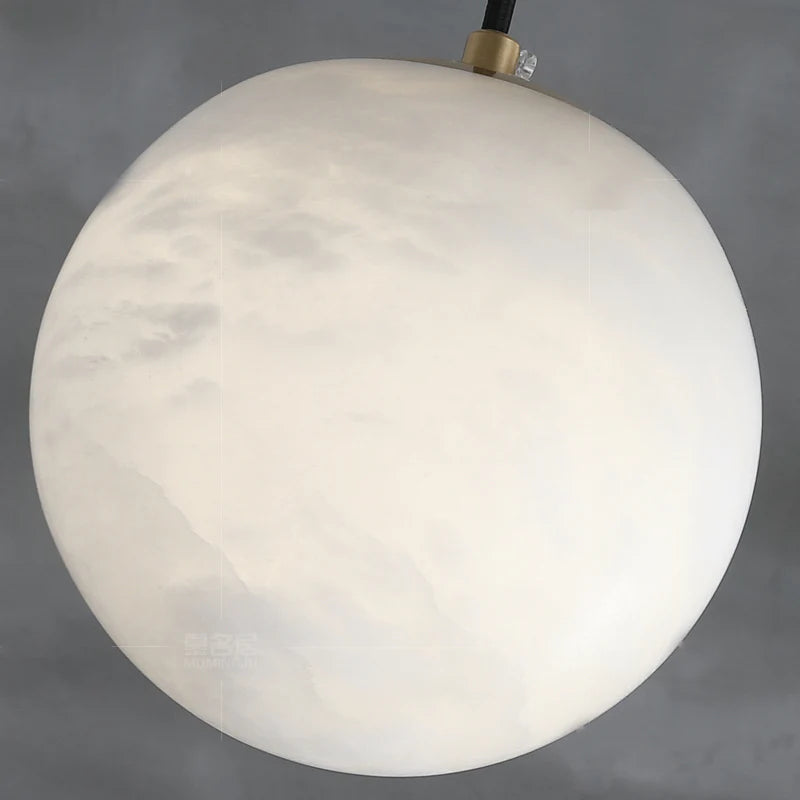 Kevin Hansa Alabaster Ball Pendant Light, Island Mini Pendant Light Luster Gaze