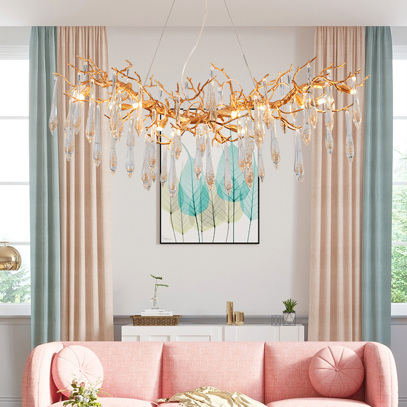 Luster Gaze Verdant Canopy Brass Branch Chandelier - grand American estate foyer