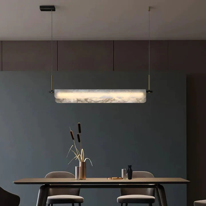 Modern Real Alabaster Chandelier, Linear Chandelier Over Dining Room Chandeliers Luster Gaze