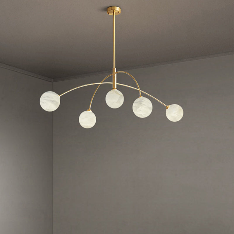 Nordic Postmodern Alabaster Arc Chandelier chandeliers for dining room,chandeliers for stairways,chandeliers for foyer,chandeliers for bedrooms,chandeliers for kitchen,chandeliers for living room Luster Gaze Brass