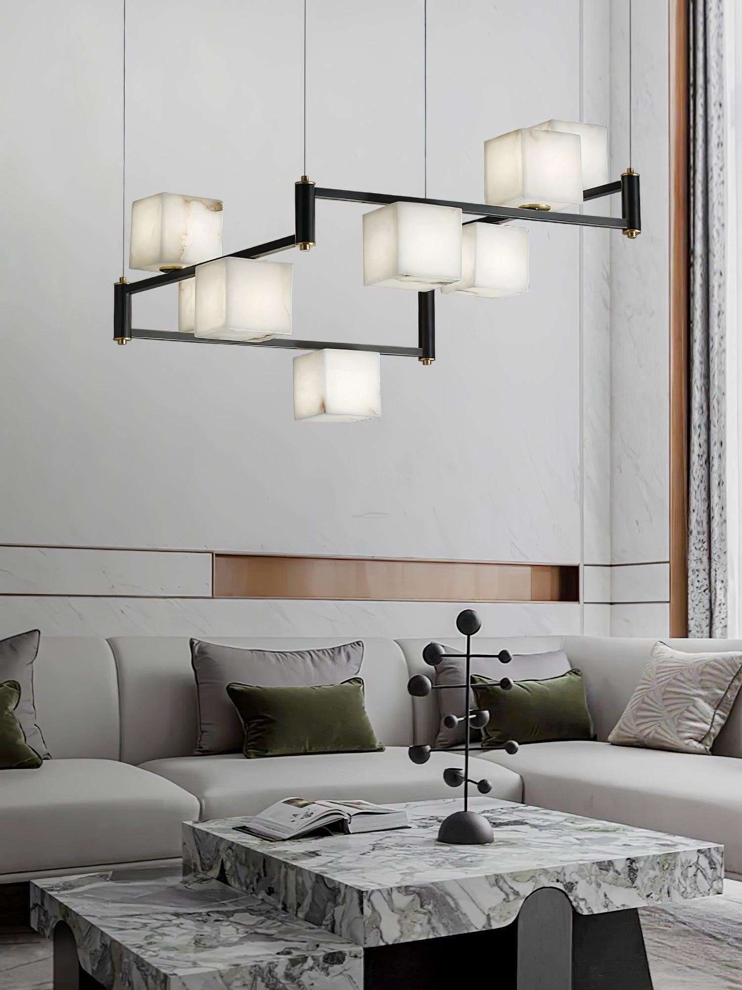 Alabaster Square Box Chandelier with 4/5/6/8/9 heads