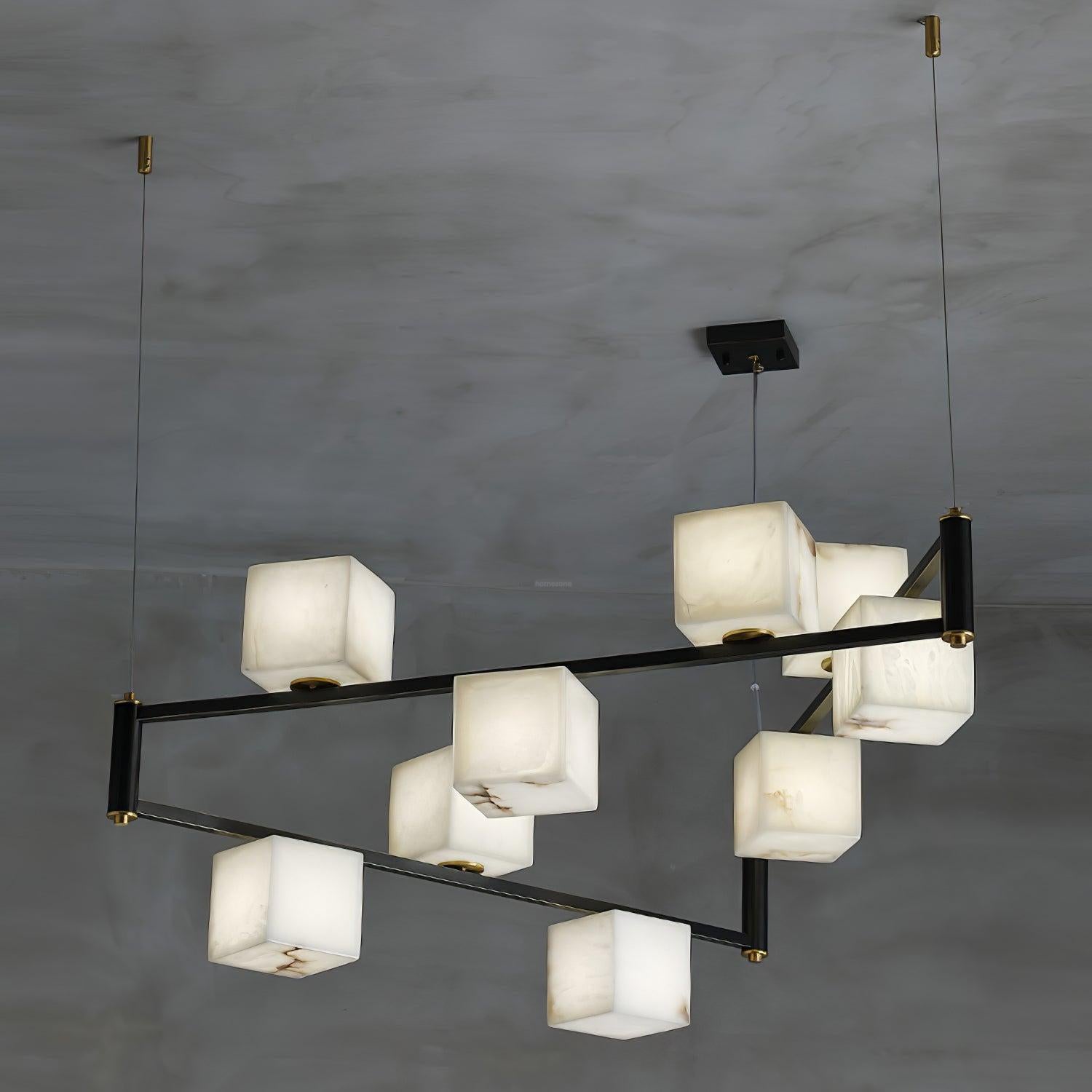Alabaster Square Box Chandelier with 4/5/6/8/9 heads