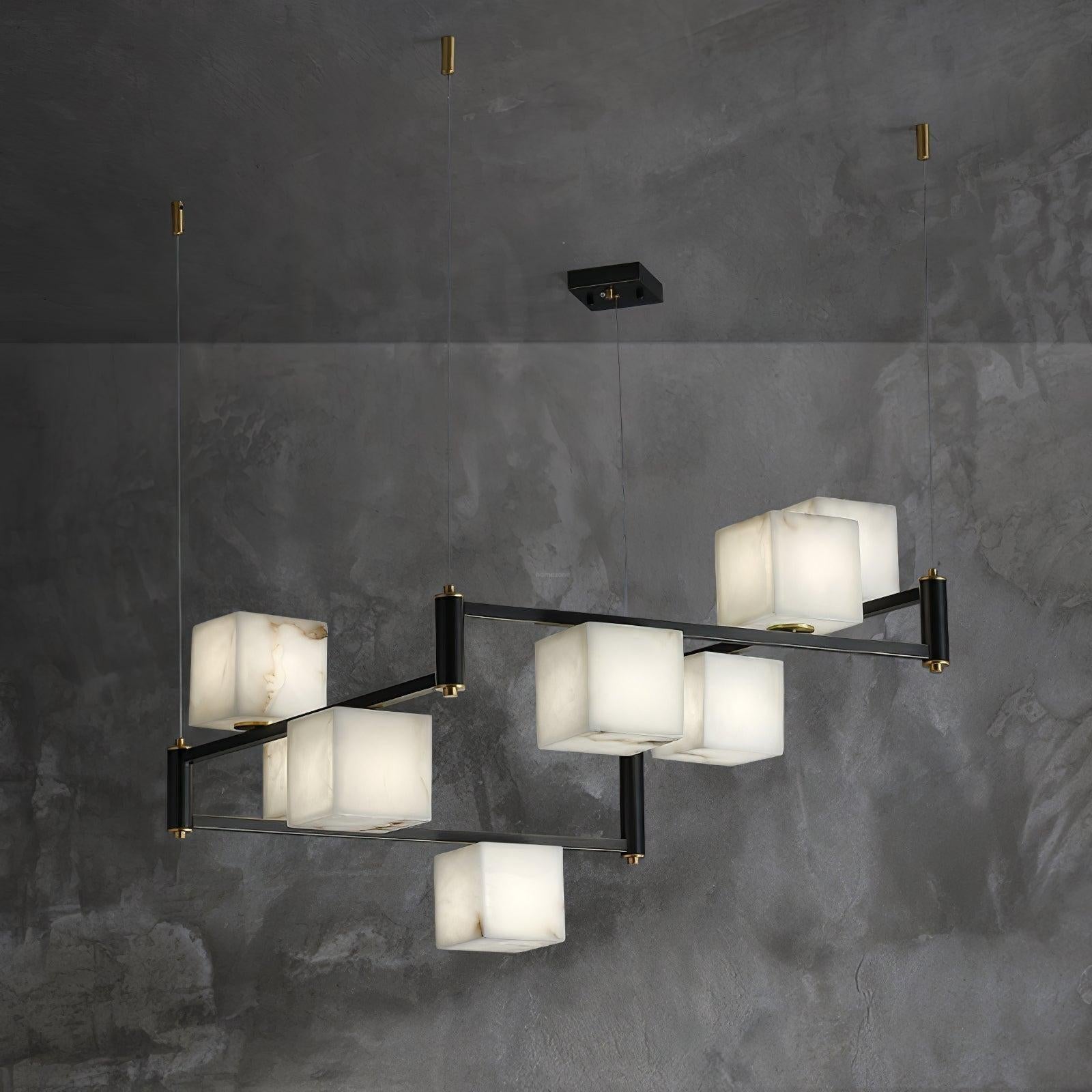 Alabaster Square Box Chandelier with 4/5/6/8/9 heads