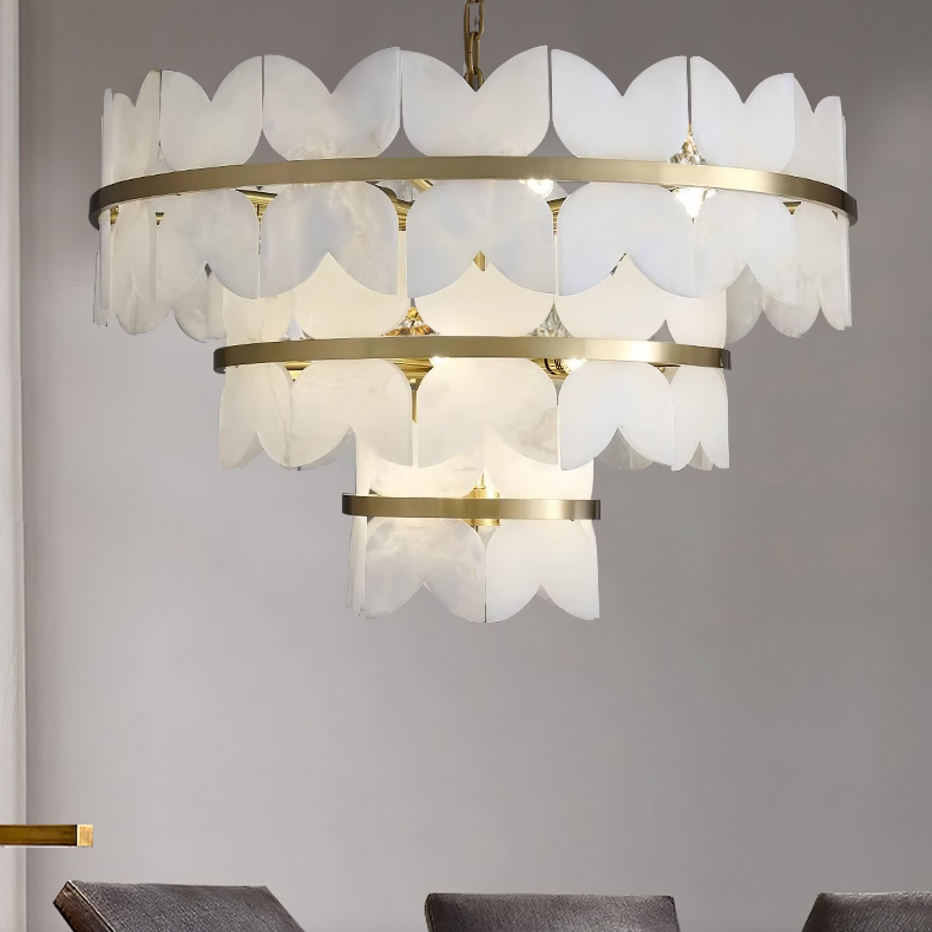 Alabaster Cloudscape Chandelier with 1/2 layer