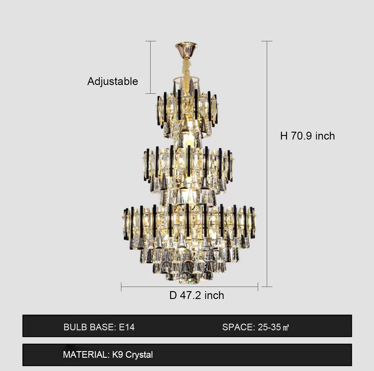 Luster Gaze Grand Lumina 3-Tier Round Crystal Chandelier - Background Shot