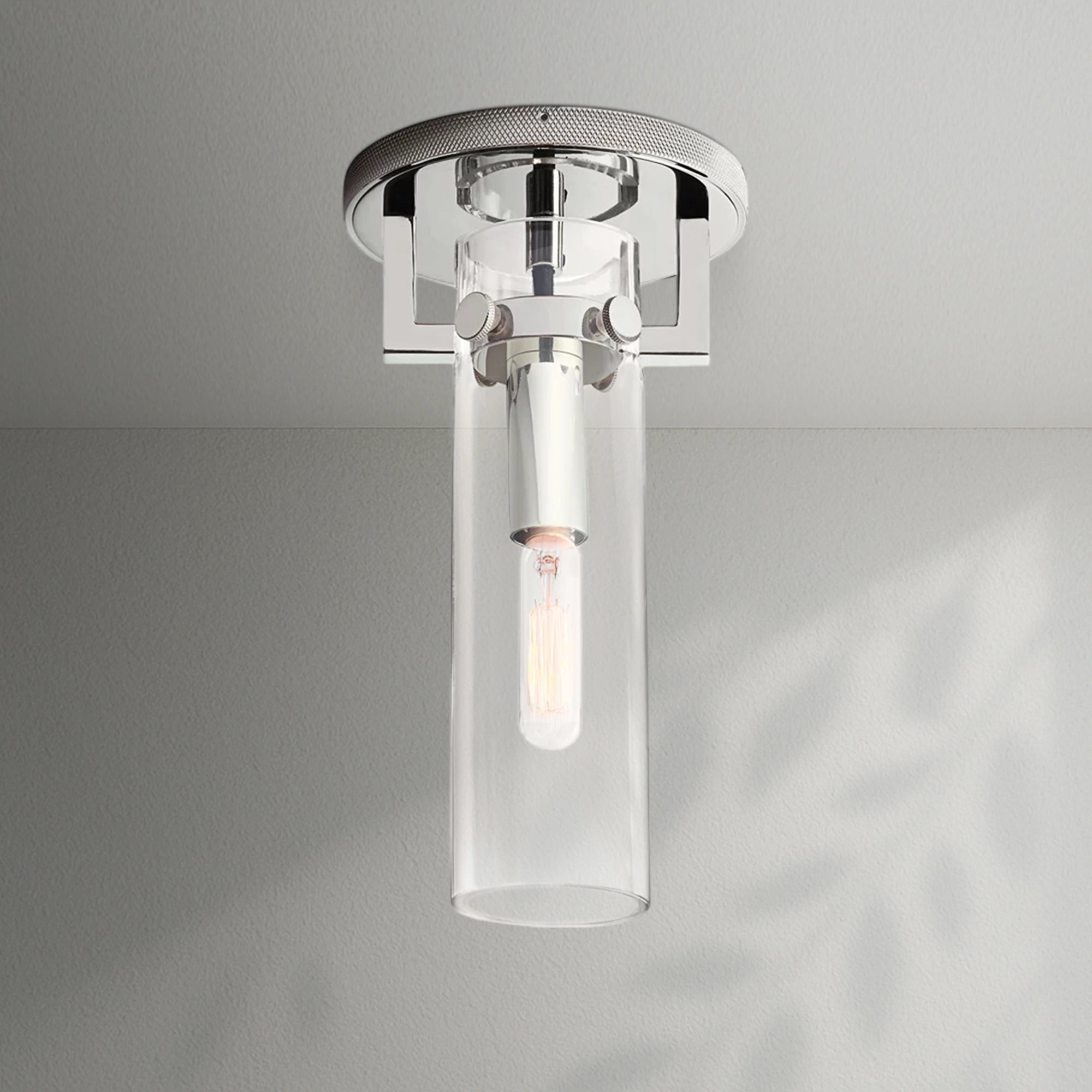 Machinis Glass Cylindrical Flushmount Pendant Light