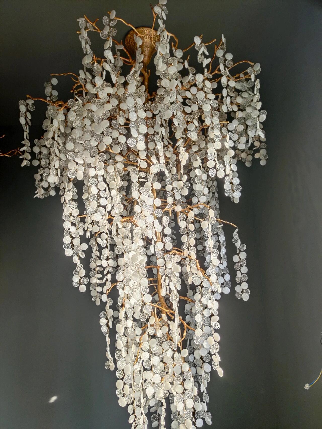 Luster Gaze Botanical Bloom Brass Semi-Flush Mount Chandelier - Background Shot