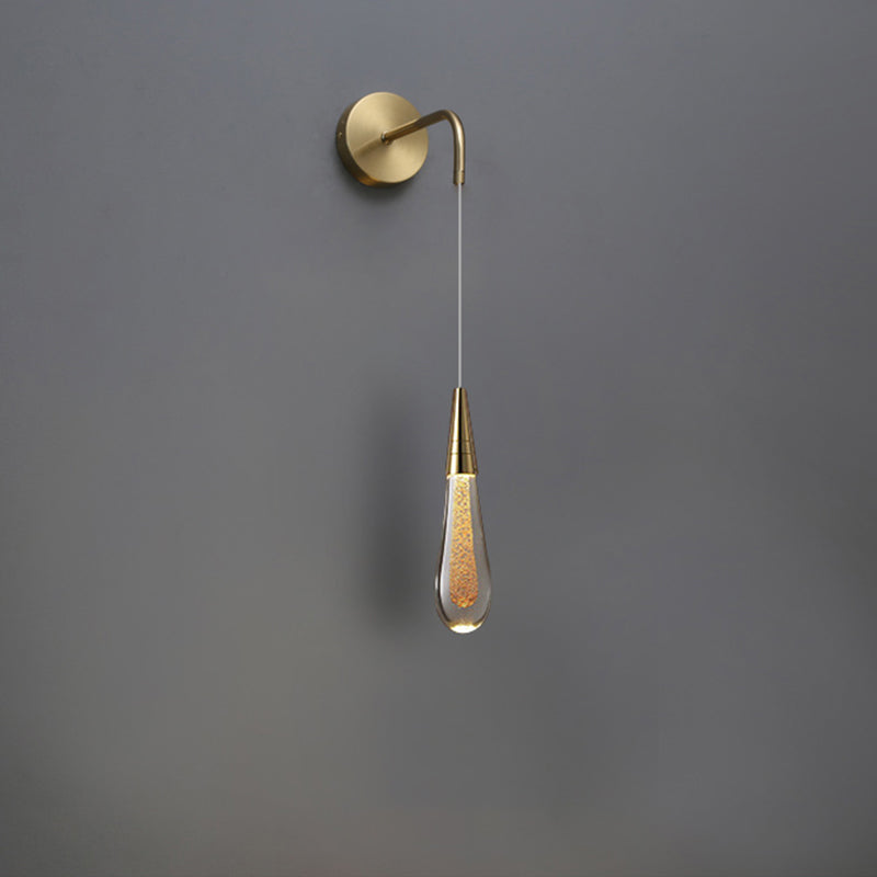 Raindrop Glass Solitaire Crystal Elegance Wall Sconce