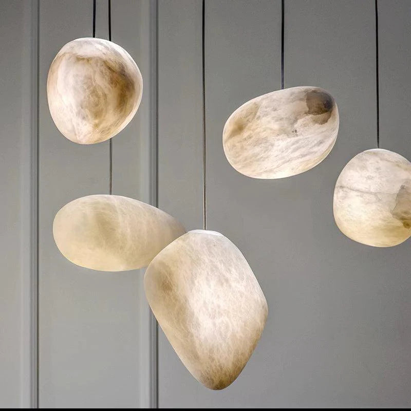 Janice Alabaster Natural Stone Pendant, Creative Pendant Light Pendant Light Luster Gaze 11.8" D