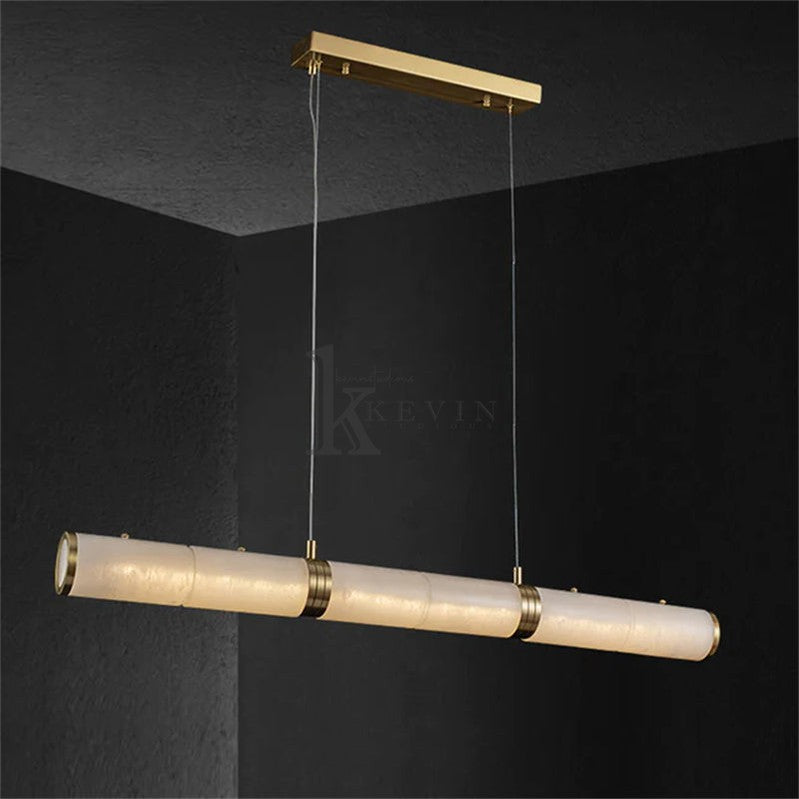 Chanavia Modern Linear Alabaster Chandelier, Chandelier Over Dining Table Pendant Light Luster Gaze