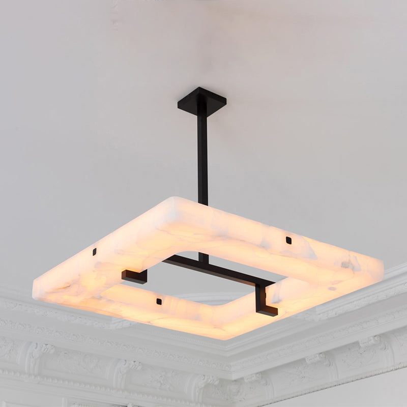 Maxine Modern Square Alabaster Living Room Chandelier Chandelier Luster Gaze