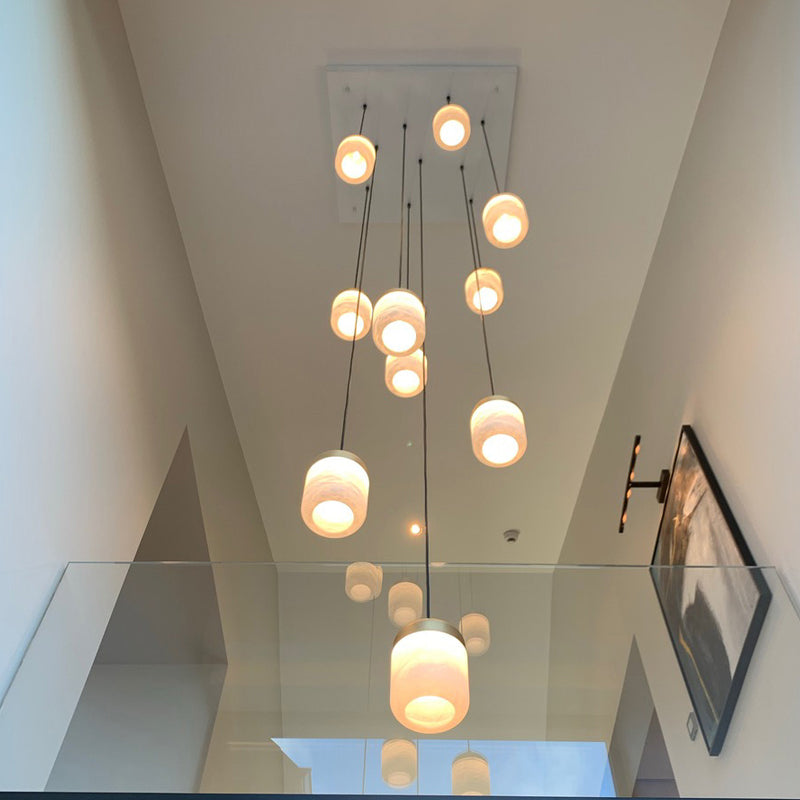 Serenity's Cascade - Modern Minimalist Alabaster Staircases Pendant Light Chandelier Luster Gaze