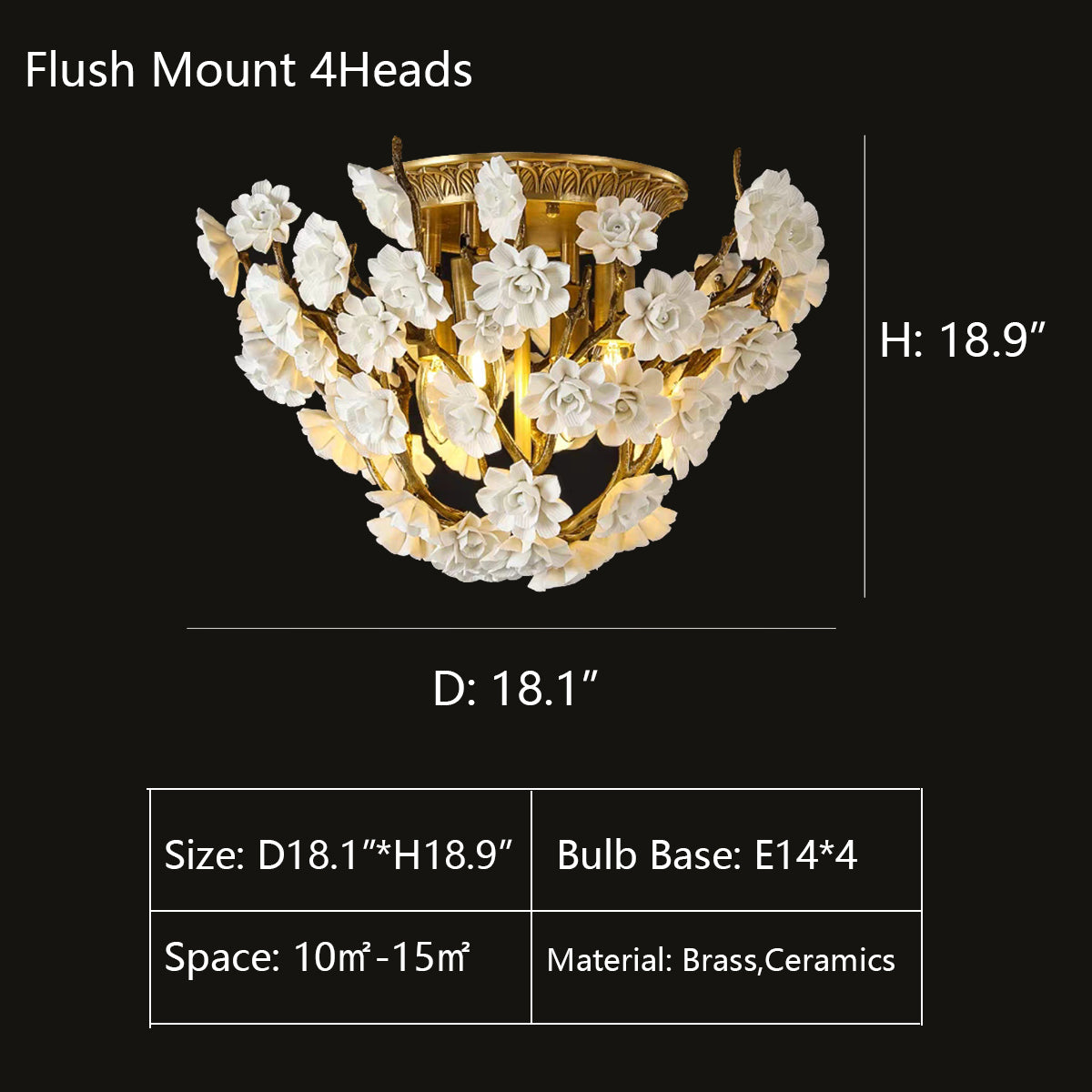Luster Gaze Verdant Bloom Brass & Ceramic Chandelier - Background Shot