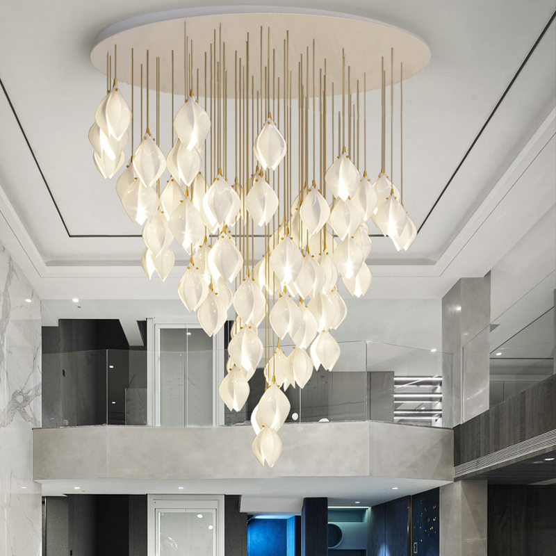 Luster Gaze Verdant Ceramic Branch Chandelier - dramatic American stairwell with soaring ceiling