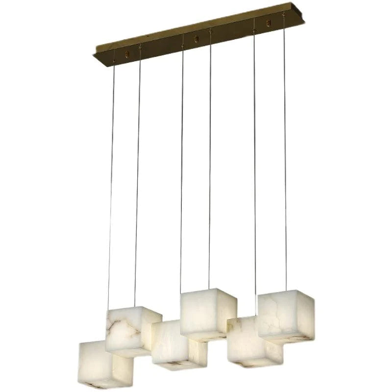Vasilia Alabaster Cubic Pendant For Dining Table, Kitchen Island Pendant Chandeliers Luster Gaze