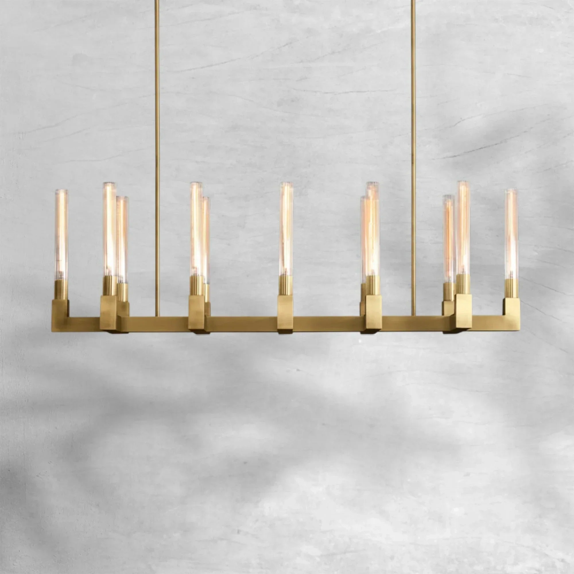 Cannel Glass Linear Chandelier 55"