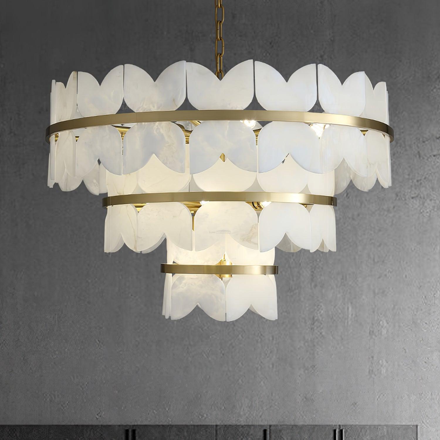 Alabaster Cloudscape Chandelier with 1/2 layer