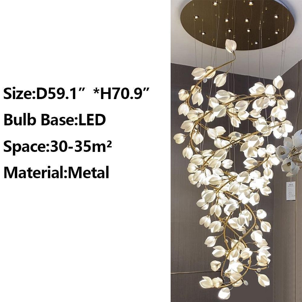 Luster Gaze Magnolia Bloom Spiral LED Chandelier - Background Shot
