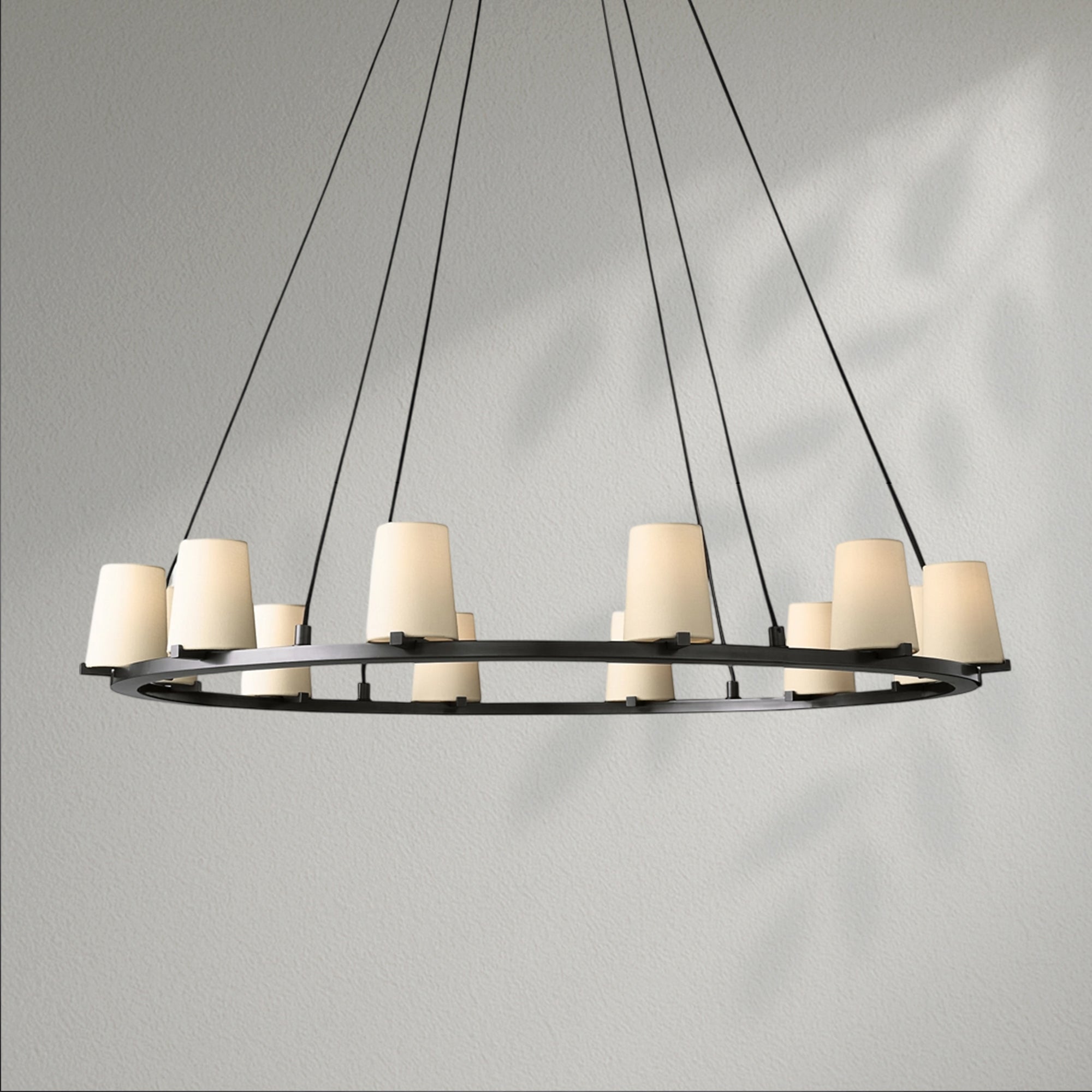 Pauillec Fabric Shade Round Chandelier