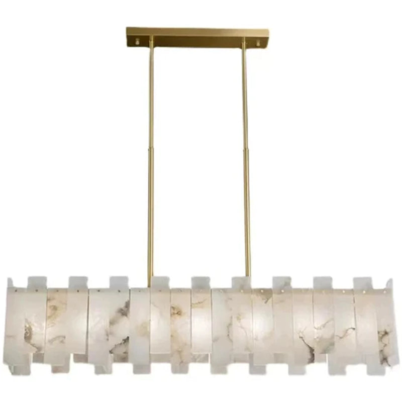 Jean Modern Marble Alabaster Linear Chandelier Over Dining Table chandelier Luster Gaze