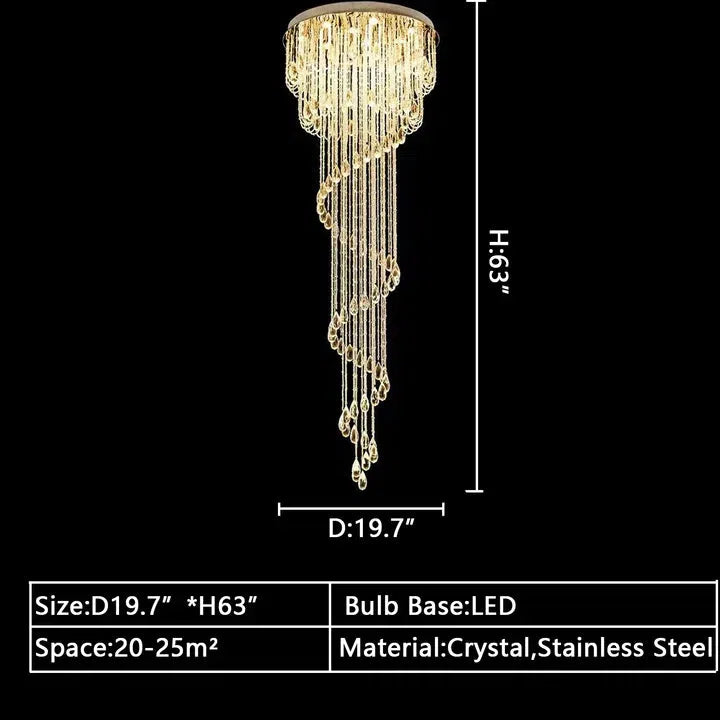 Luster Gaze Grand Cascade Spiral Crystal Chandelier - Background Shot