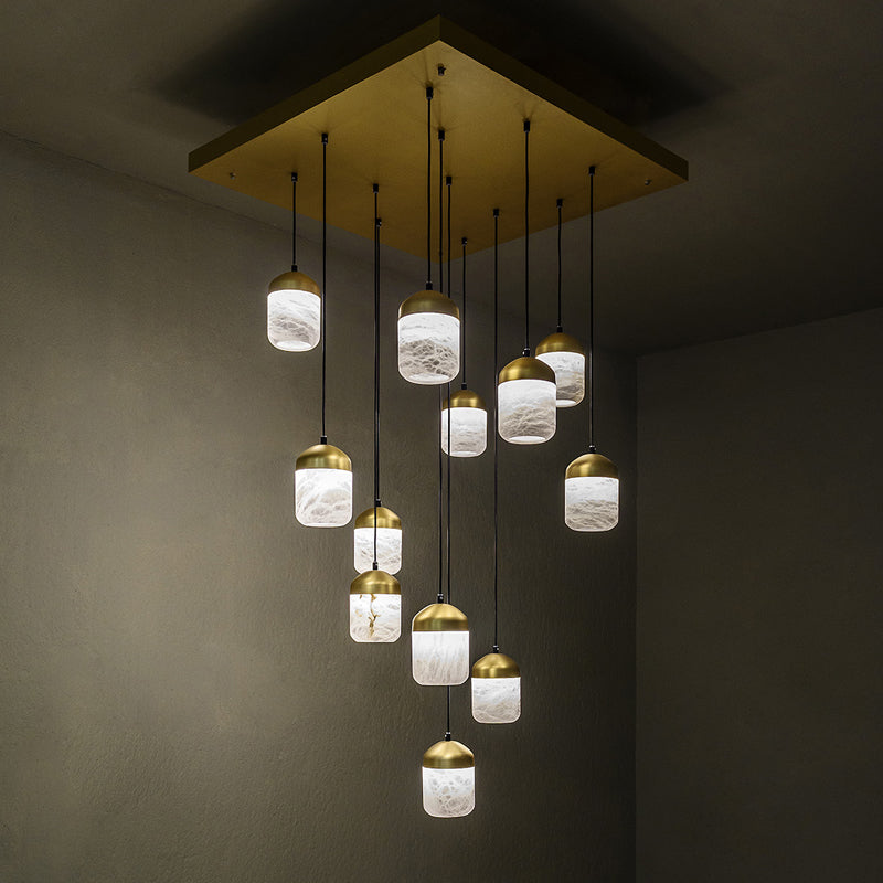 Serenity's Cascade - Modern Minimalist Alabaster Staircases Pendant Light Chandelier Luster Gaze