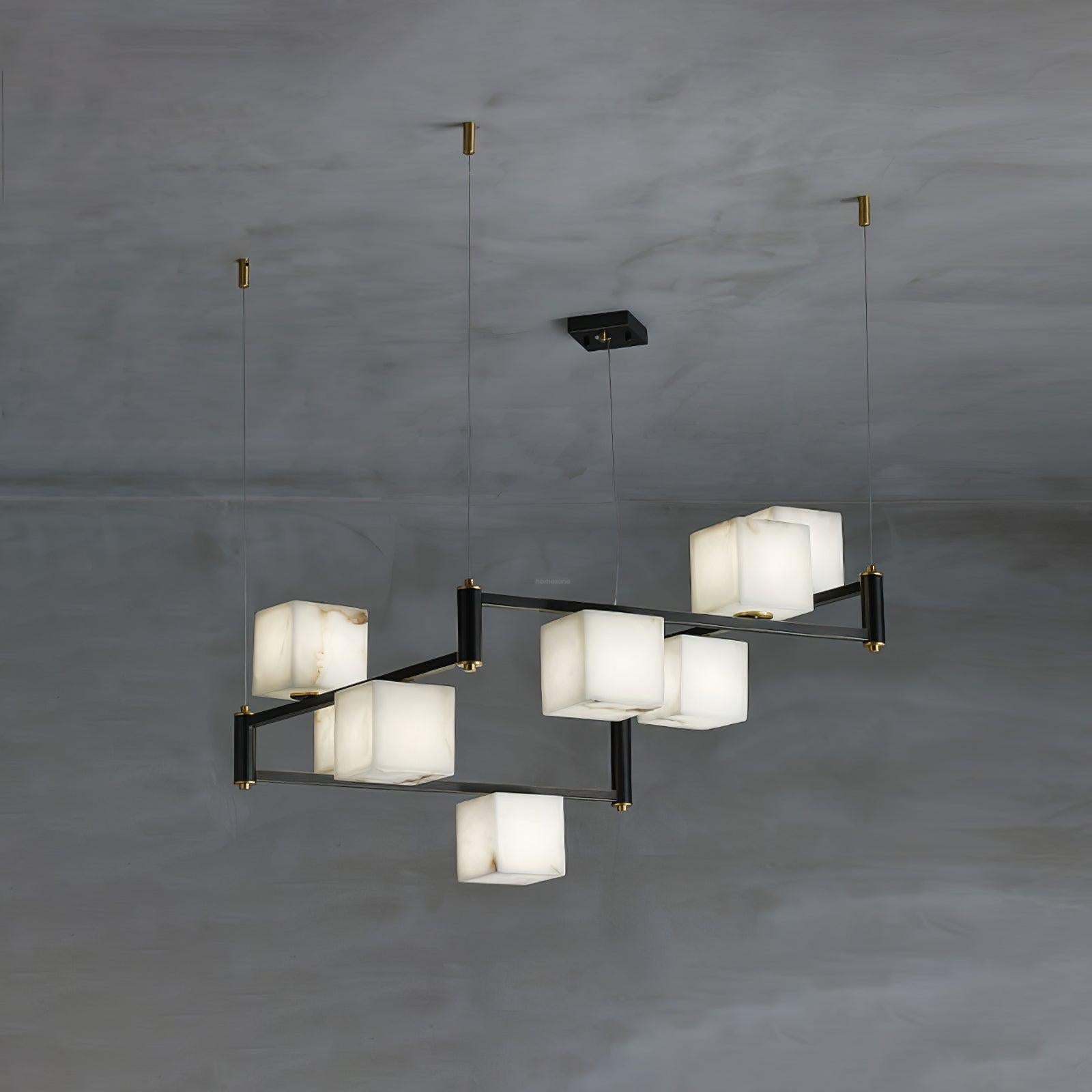 Alabaster Square Box Chandelier with 4/5/6/8/9 heads