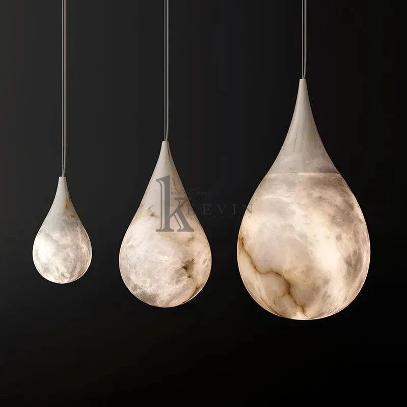 Koltin Alabaster Raindrop Pendant Lighting, Dining Table Pendant Chandelier Luster Gaze 9.75'' D x 17.75'' H